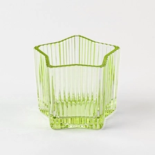 China Modern Stripe Design Light Green Empty Glass Scented Candle Jar manufacturer
