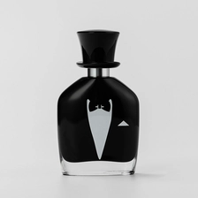 China Unique Design Black Glass 50ml Perfume Bottle with Black Cap manufacturer