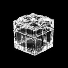 China Luxury Style Square Glass Candle Jar with Glass Cover 4oz Custom Color for Wedding Decorations Gift Set Home Decor manufacturer