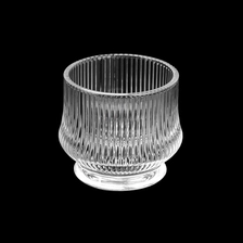 China Luxury Stripe Design Clear Glass Candle Holder for Home Decoration Scented Candle manufacturer