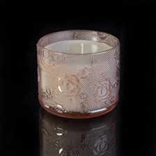 China 10oz 12oz Wholesales Christmas crystal pink tealight glass candle jar manufacturer