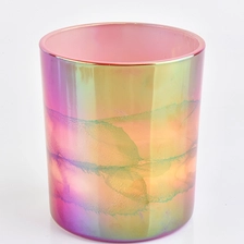 China 11oz iridescent colorful glass candle containers for home decor manufacturer
