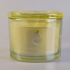 China 10oz Wholesales Custom gold glass bulk candle container with lid manufacturer