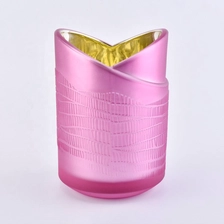 China Sunny design Luxury heart shape pink candle glass jar manufacturer