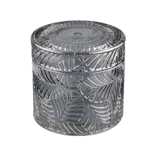 China geo cut candle jar glass black with glass lid for wholesale manufacturer