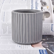 China 20oz grey frosted tall ceramic candle jars manufacturer