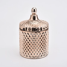 China Gold color glass candle jar with lids for soy candle manufacturer
