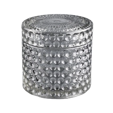 China luxury geo cut candle jar glass with glass lids manufacturer