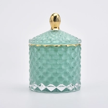 China 110ml green cute little glass candle holders with lid for home decorations candle containers manufacturer