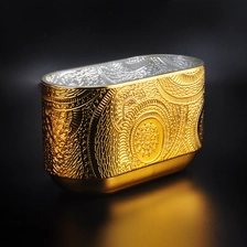 China New design luxury Antique gold glass candle holder with wood lid manufacturer