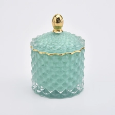 China Diamond-cut luxury glass candle holders with lids manufacturer