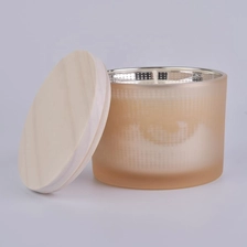 China 10oz 20oz Wholesales matte candle glass tin with wooden lid manufacturer
