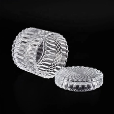China Crystal geo cut glass candle holder with lid home decor manufacturer