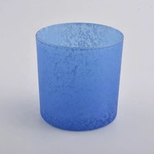 China blue color dots glass jar candle vessel from Sunny Glassware manufacturer