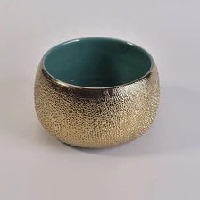 China Wholesales home decoration luxury porcelain round gold ceramic candle vessels manufacturer