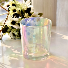 China Shiny iridescent glass candle jars for scent candles manufacturer
