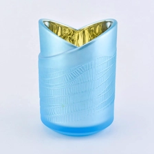 China Wholesales Unique blue electroplated glass candle jars in bulk manufacturer