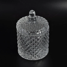 China Luxury geo glass candle holder with crystal lid manufacturer