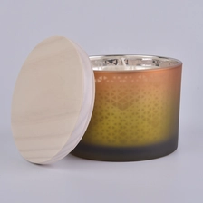 China 10oz 14oz 20oz Wholesales Customized frosted candle glass jars with wooden lid manufacturer