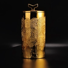 China Chinese custom tea light vintage glass candle jar with gold lid 10oz 12oz manufacturer