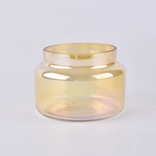 China Golden  glass candle containers for home decoration manufacturer