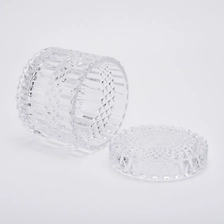China Diamond-cut glass candle holders with glass lids manufacturer