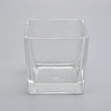 China 7oz square  high-white transparent glass candle jar soy wax candle holder manufacturer