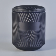 China Wholesales logo printing black matte glass candle jar with lid manufacturer
