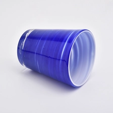 China 6oz blue overlay glass jar for candles home decorations candle holder manufacturer