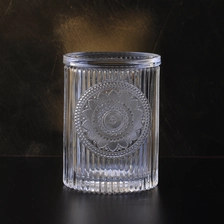 China 10oz 12oz Christmas crystal lotus tealight glass candle jars with lid manufacturer