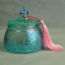 China 10oz Home decoration luxury customized candle glass container with lid manufacturer
