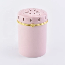 China Pink ceramic candle holders for home decor with lid in bulk manufacturer