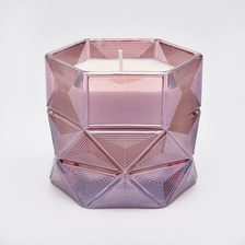 China Sunny Luxury iridescent crystal Hexagon candle glass jars 10oz manufacturer