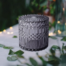 China wedding decor glass candle containers with lids manufacturer