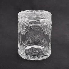 China luxury pine needle glass candle jar with lid manufacturer