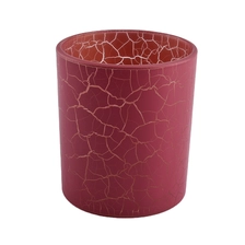 China luxury red crackle decoration glass candle jar manufacturer