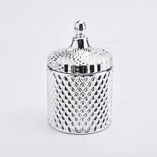 China Geo-cut diamond glass candle holders with lids manufacturer