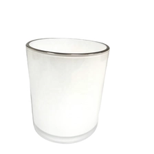 China spraying white color glass candle jar with gold rim manufacturer