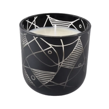 China Matte black glass candle jars with laser engraving pattern manufacturer
