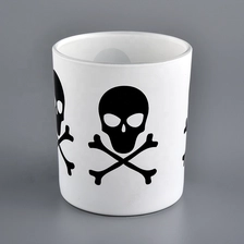 China luxury white with black glass candle jar manufacturer