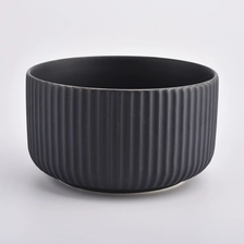 China Strips ceramic candle jar with matte color manufacturer