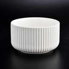 China white color ceramic candle containers with strips design manufacturer