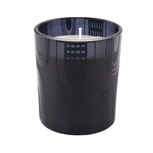 China Black glass candle jar with decal printing manufacturer