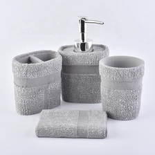 China Luxury grey cement bathroom accessories four sets hotel home use manufacturer