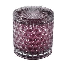 China 8oz 10oz empty luxury geometric glass candle jars holder wholesales manufacturer
