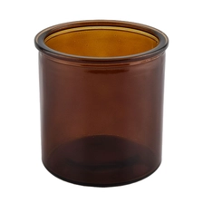 China Amber color 15oz glass candle jar with cork lid manufacturer