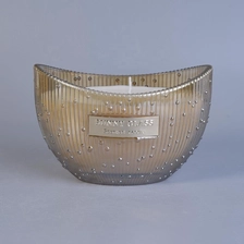 China Sunny boat shape glass candle container with patent design manufacturer