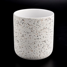 China Round bottom 14oz ceramic candle jars with mix color dots manufacturer