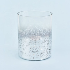 China silver color glass candle vessels with mercury decorations manufacturer