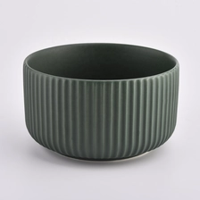 China matte glazing color ceramic candle containers with strips design manufacturer
